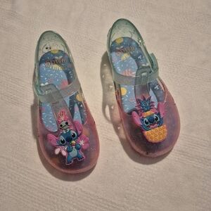 Stitch little girls size 12 jelly shoes with cushion insole, VGUC